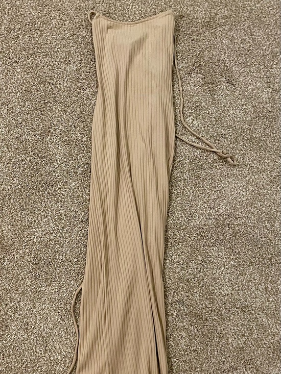 Fashion Nova Dresses & Skirts - Fashion Nova Mocha Ribbed Side-Tie Midi Dress